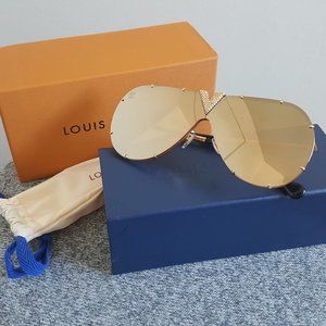 New! Louis Vuitton Drive Strass Gold Sunglasses